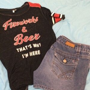 Tommy Hilfiger denim shorts womens size 12 and fireworks shirt size XL